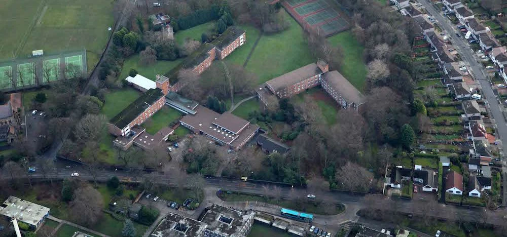 An aerial view of Dale Hall