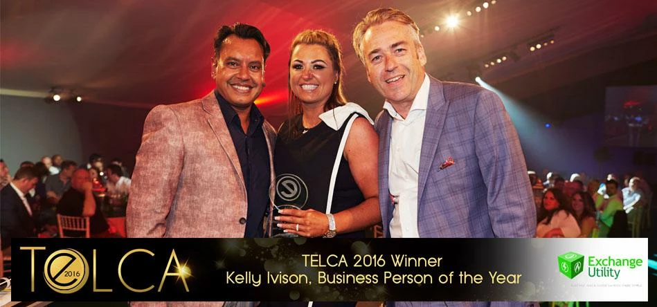 Kelly Ivison receiving her award at TELCA 2016