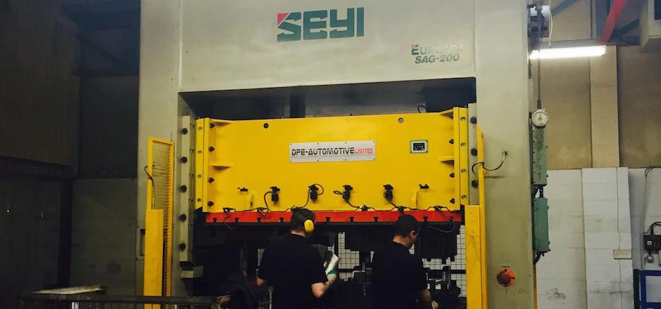 A 200 Tonne Manual Metal Press at the DPE Automotive factory in County Durham.