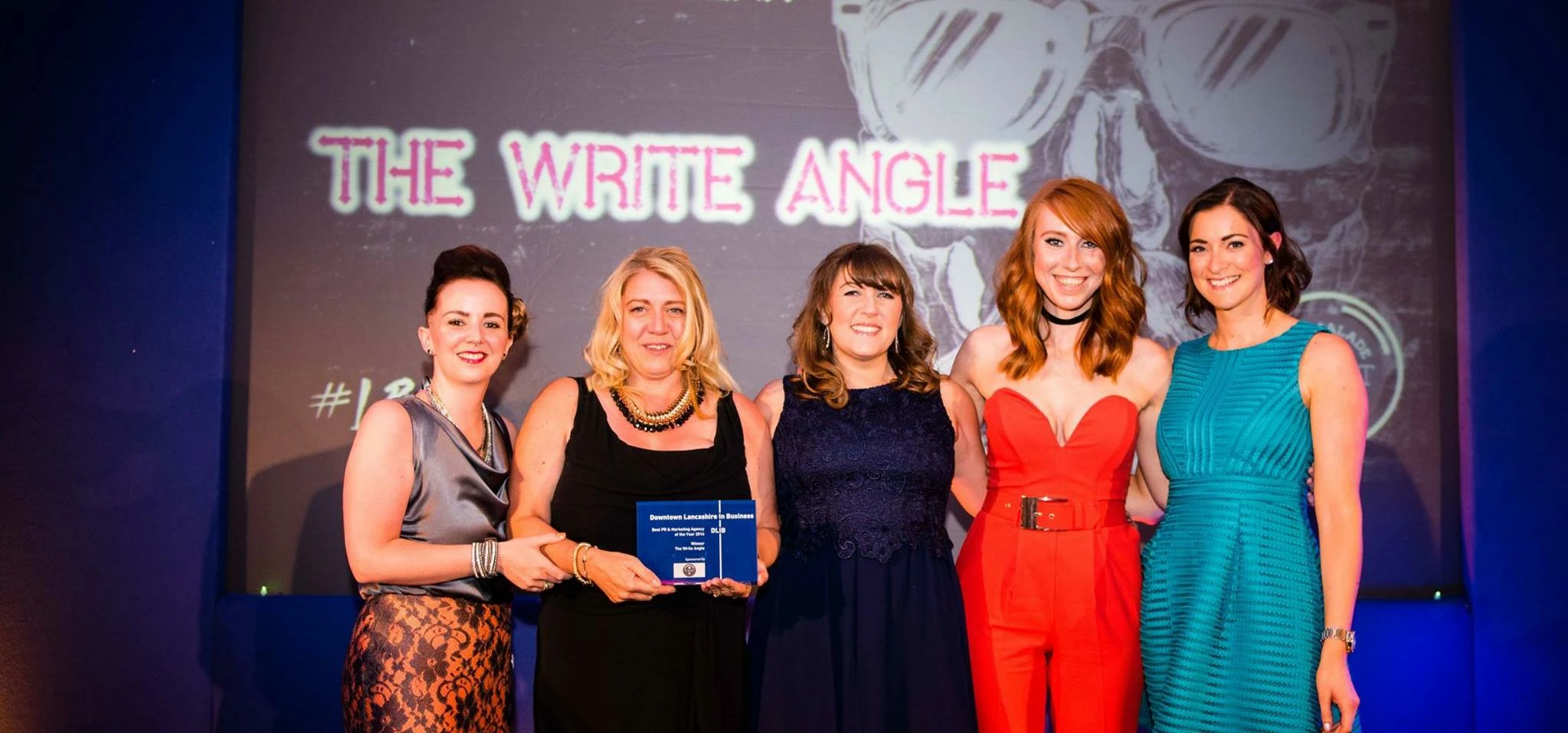 The Write Angle accepting the Best PR & Marketing Agency accolade at the Lancashire Business Awards