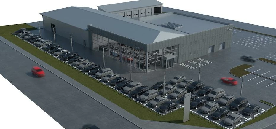  Computer generated images of the re-developed Lincoln Audi showroom.
