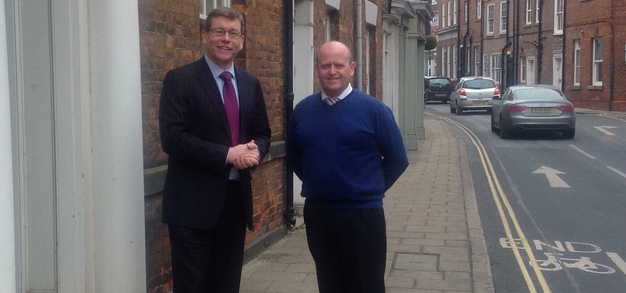 Peter Gibson (left) and Mingus Menzies Baird outside the new Coles Solicitors office in Beverley