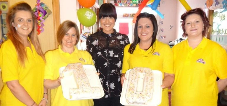 All smiles for 10th anniversary: L to R: Melissa, Abi, Danielle, Sarah and Jade from Happy Jays nur