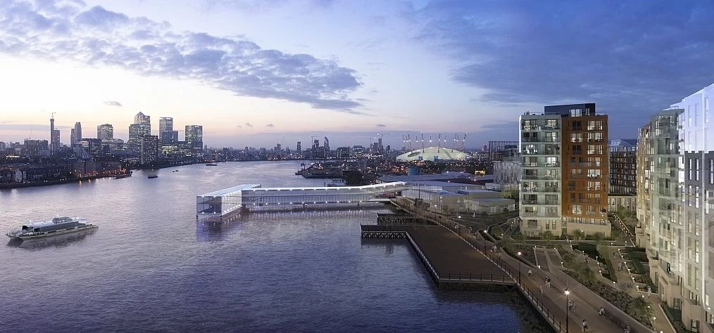 CGI of the cruise terminal at Enderby Wharf in Greenwich