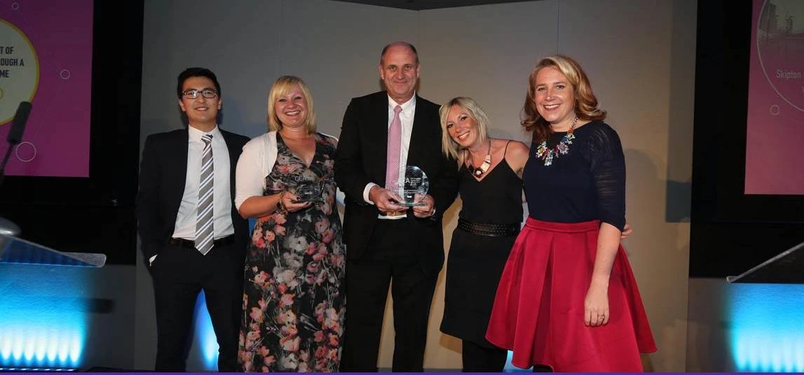 Stacey Stothard, Roy Prenton and Jo Swann accepting the Gold Award for 'Best Alignment and Brand Val