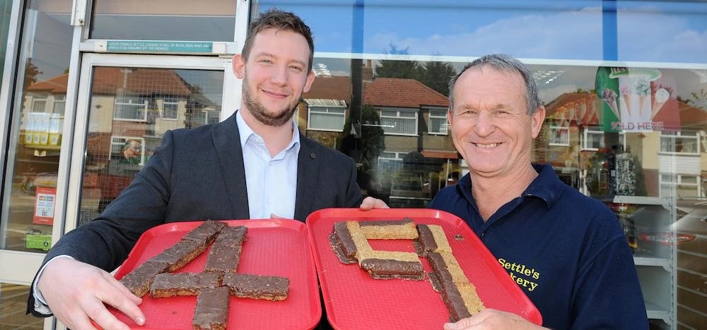 Hilton Smythe group MD Gareth Smyth (left) with Settle's Bakery owner Joe Settle