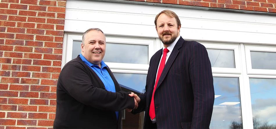 Evolution Funding Director Jeremy Levine (left) meets with Chesterfield MP Toby Perkins (right)