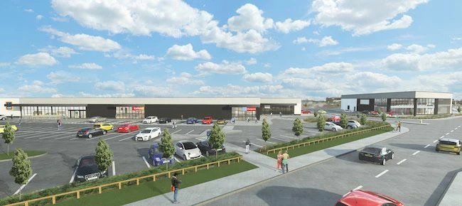 CGI of new Rotherham Aldi and Iceland stores