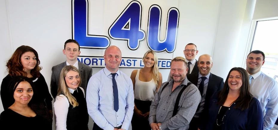 The team at L4U with directors Jon Bell (third from left centre) and Anthony Griffiths