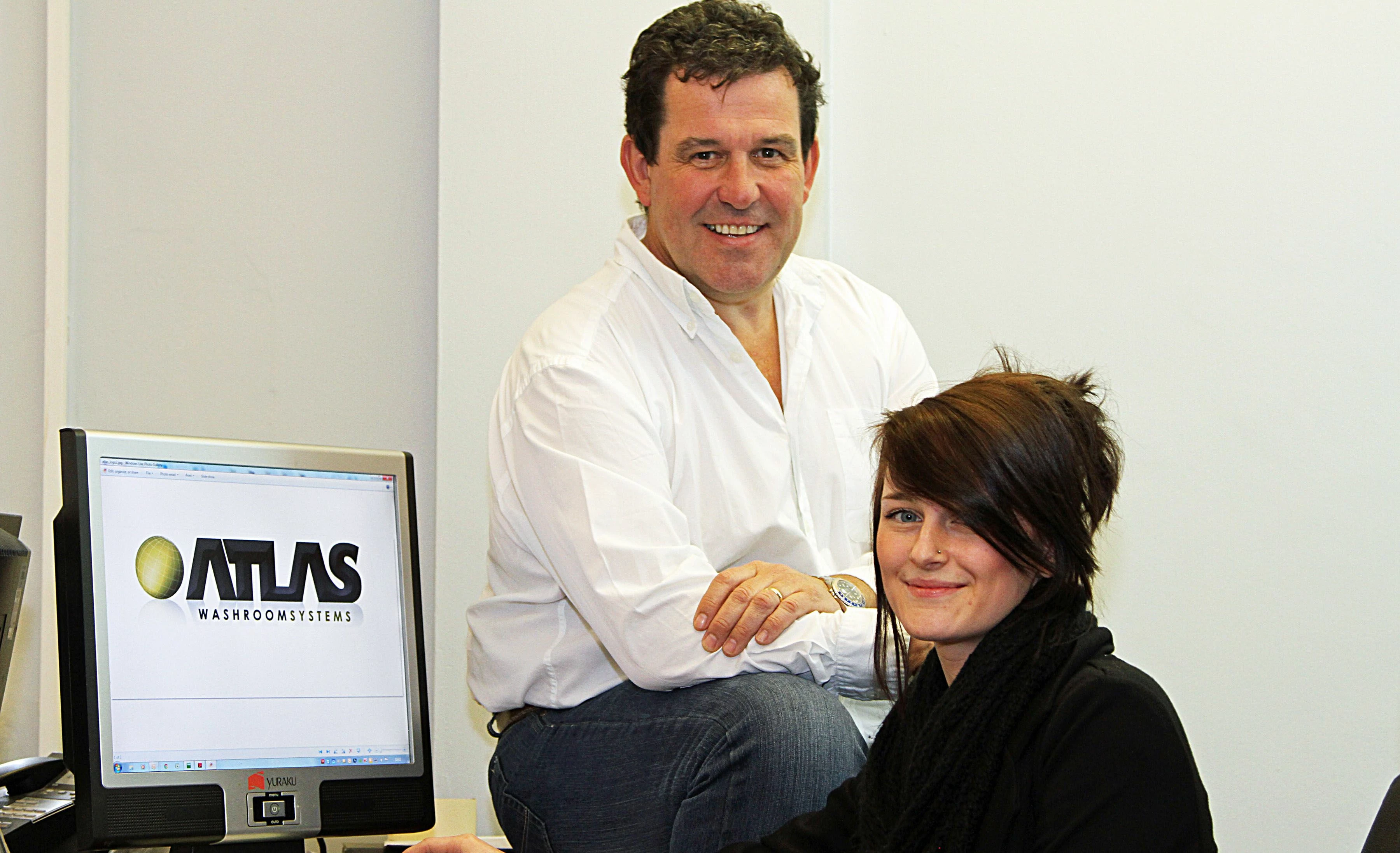 MD Gerald Shervington and Emma Greaves at Atlas Washroom Systems.