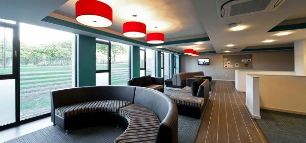 Inside building