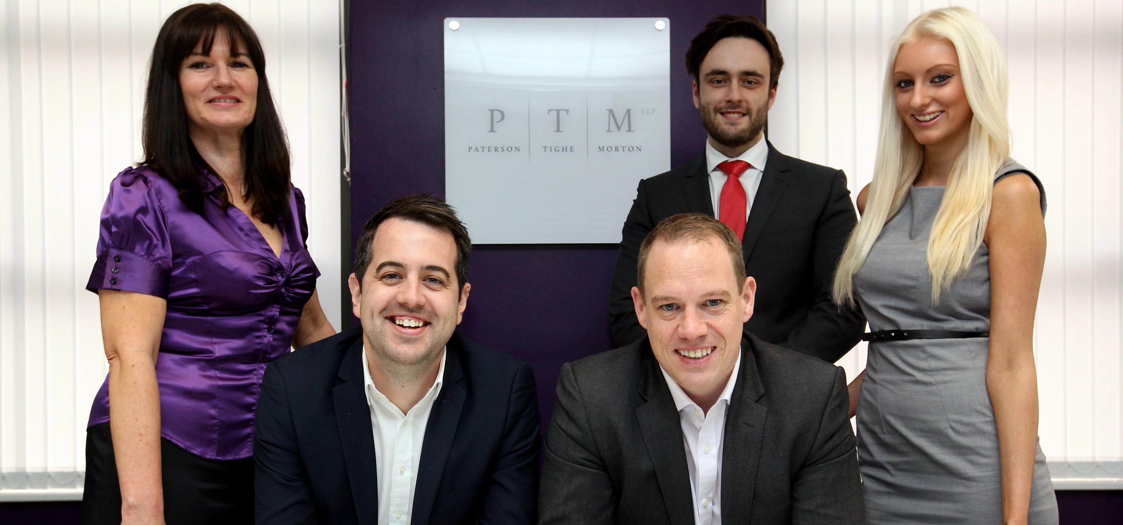 The team at PTM (l-r) Marie Harrison, Jamie Paterson, Pete Tighe, Callum Falcus and Amy Allison.