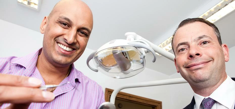 Dr Satwinder Singh Hira the new owner of Mulgrave Dental Centre and Paul Barnes from RBS