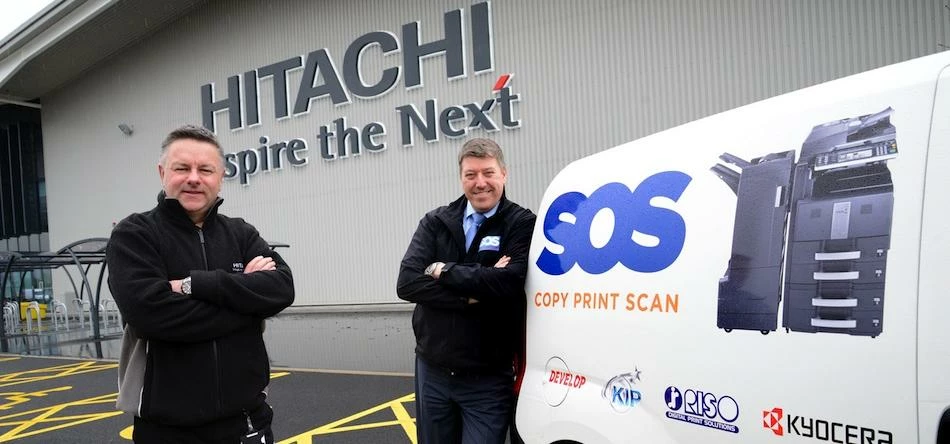 Malcolm Brown, IT Manager, Hitachi Rail Europe, and George Young, director at SOS Group.  