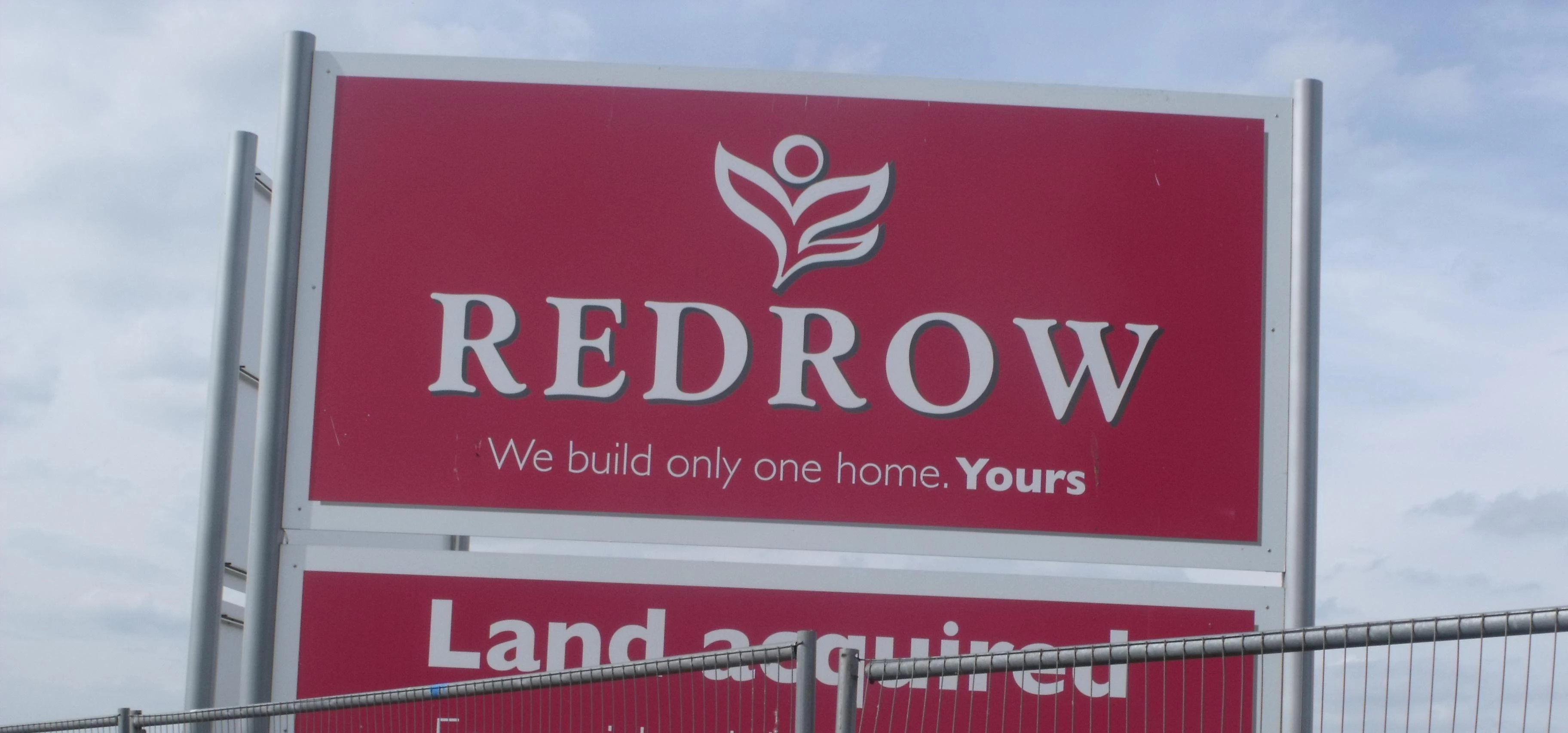 Site of the former cattle market near Stratford upon Avon Station - Redrow sign