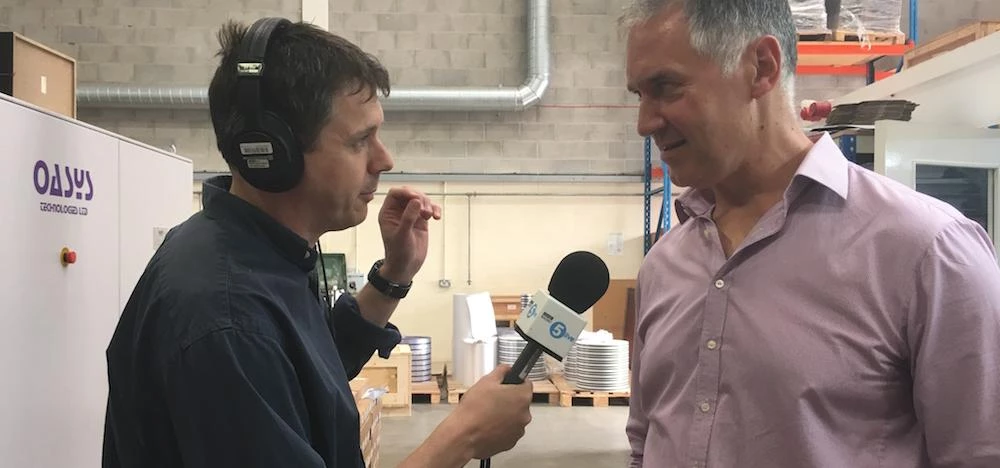 PCS' managing director Rob Nicholls (right) being interviewed for BBC Radio 5 live
