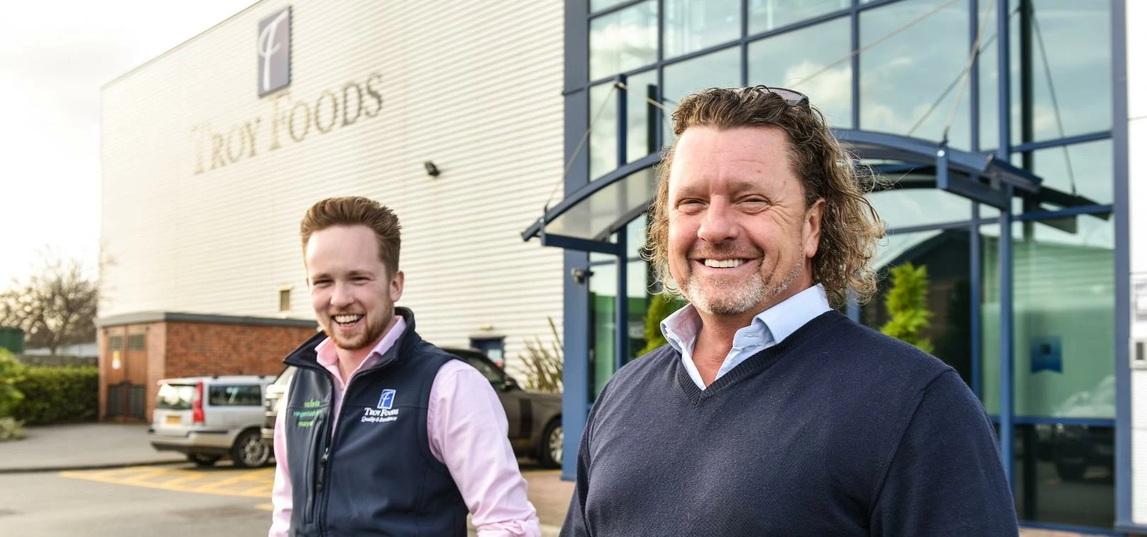 David Kempley (foreground), CEO and owner of Troy Foods, with his son, James, general manager