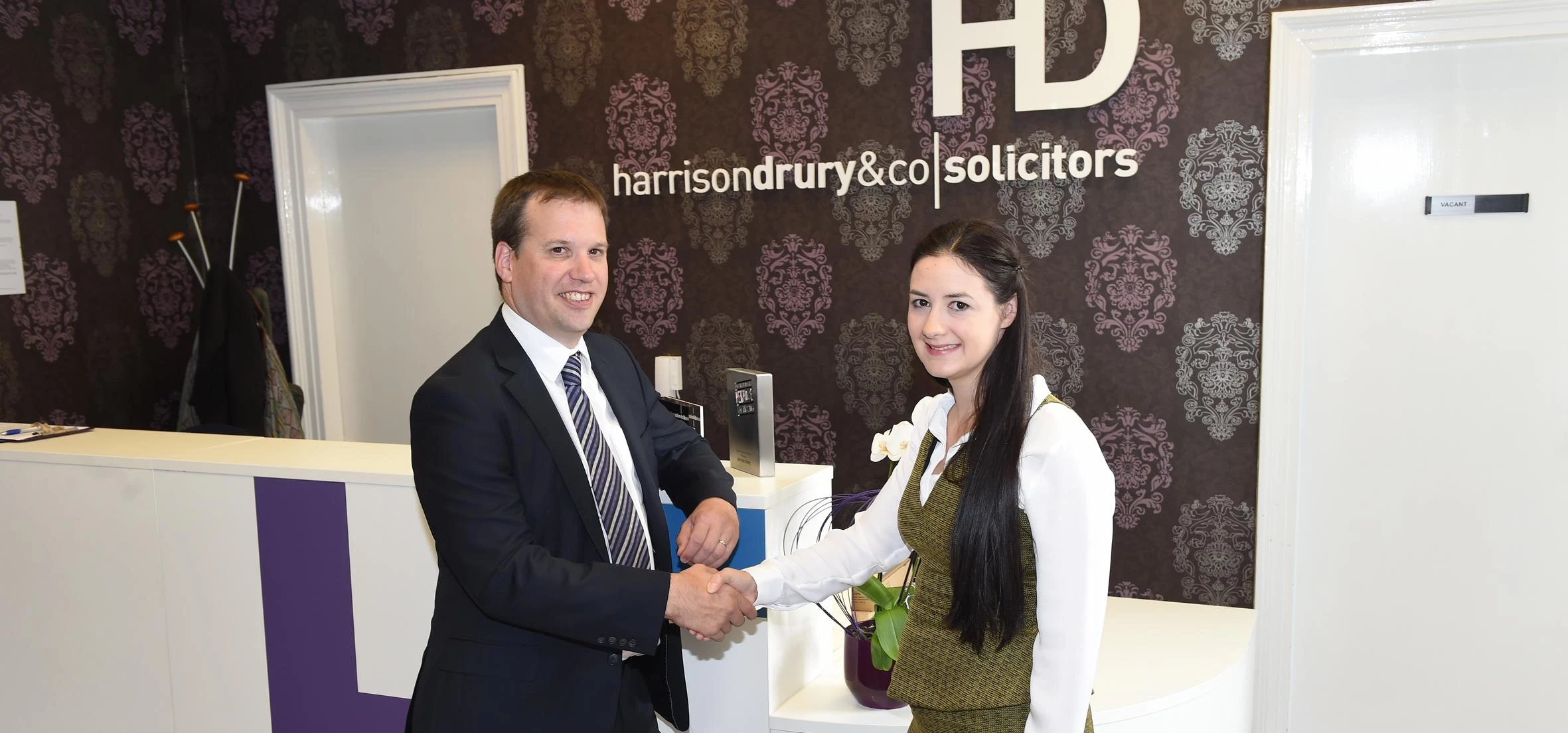 LR director Colin Fenny welcomes solicitor Helen Griffin to Harrison Drury