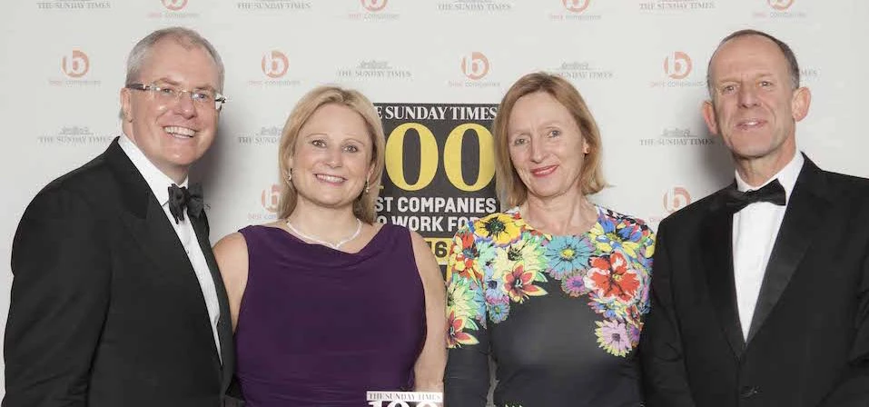 L-R: Best Companies founder Jonathan Austin, Beaverbrooks CEO Anna Blackburn, Sunday Times supplemen