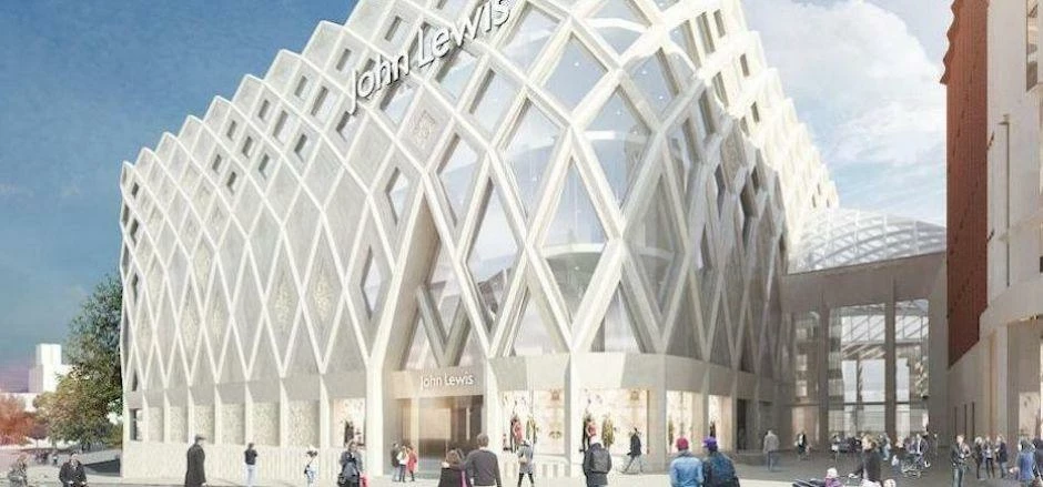 A CGI image of the flagship John Lewis store at Victoria Gate.