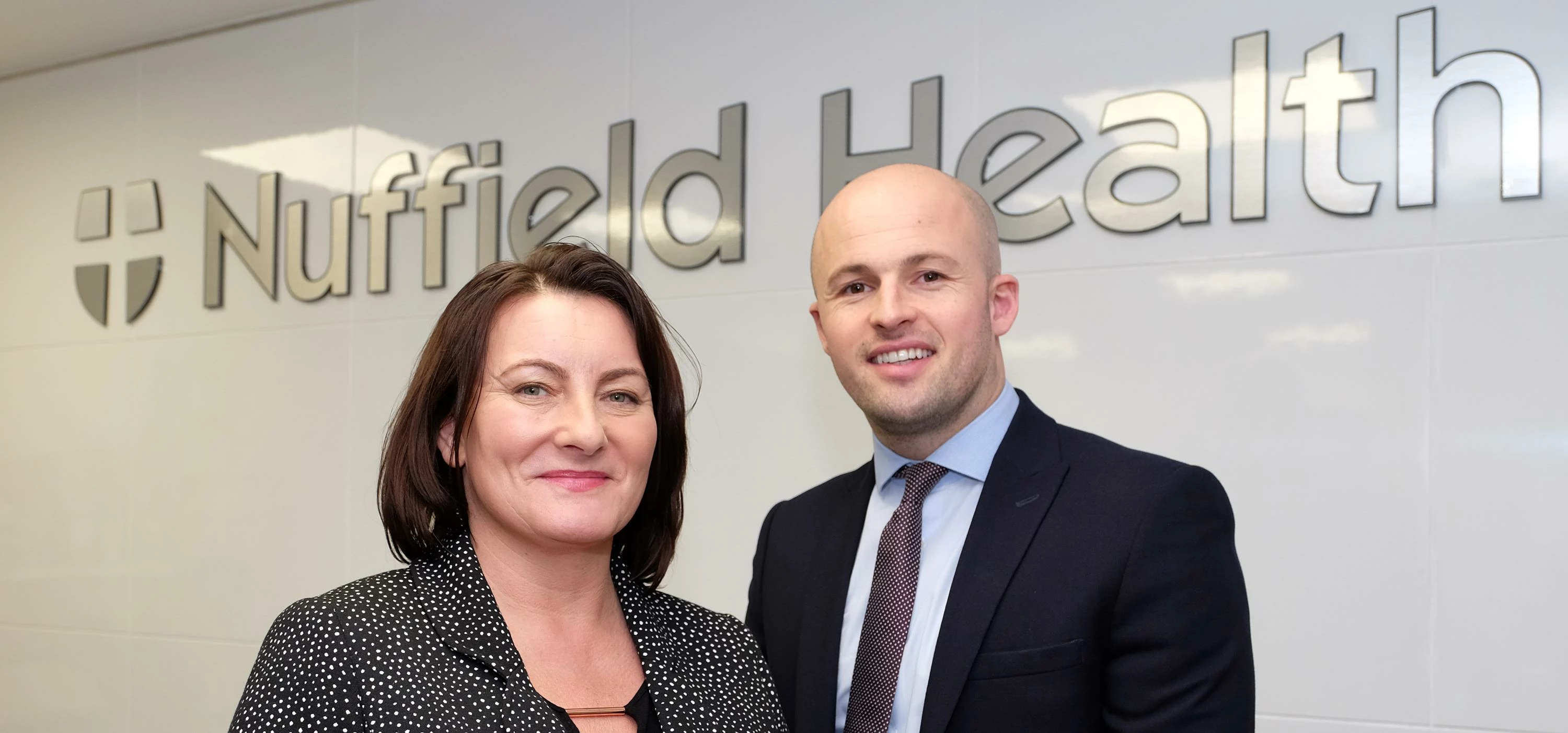 Nuffield Health Tees Hospital director Lesley Lock and sales and services manager Daniel Cook