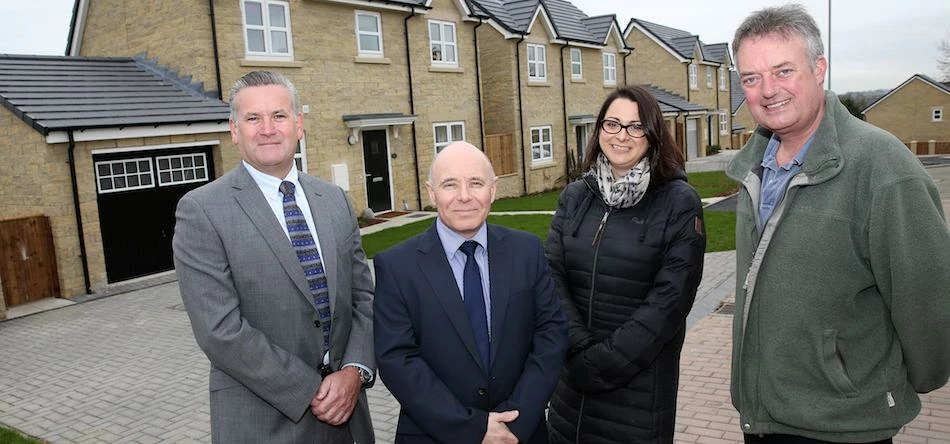 L to R: Andy McLeod & Peter Gilmore of Tolent Living with Louise Stewart of Silverstone Building Con