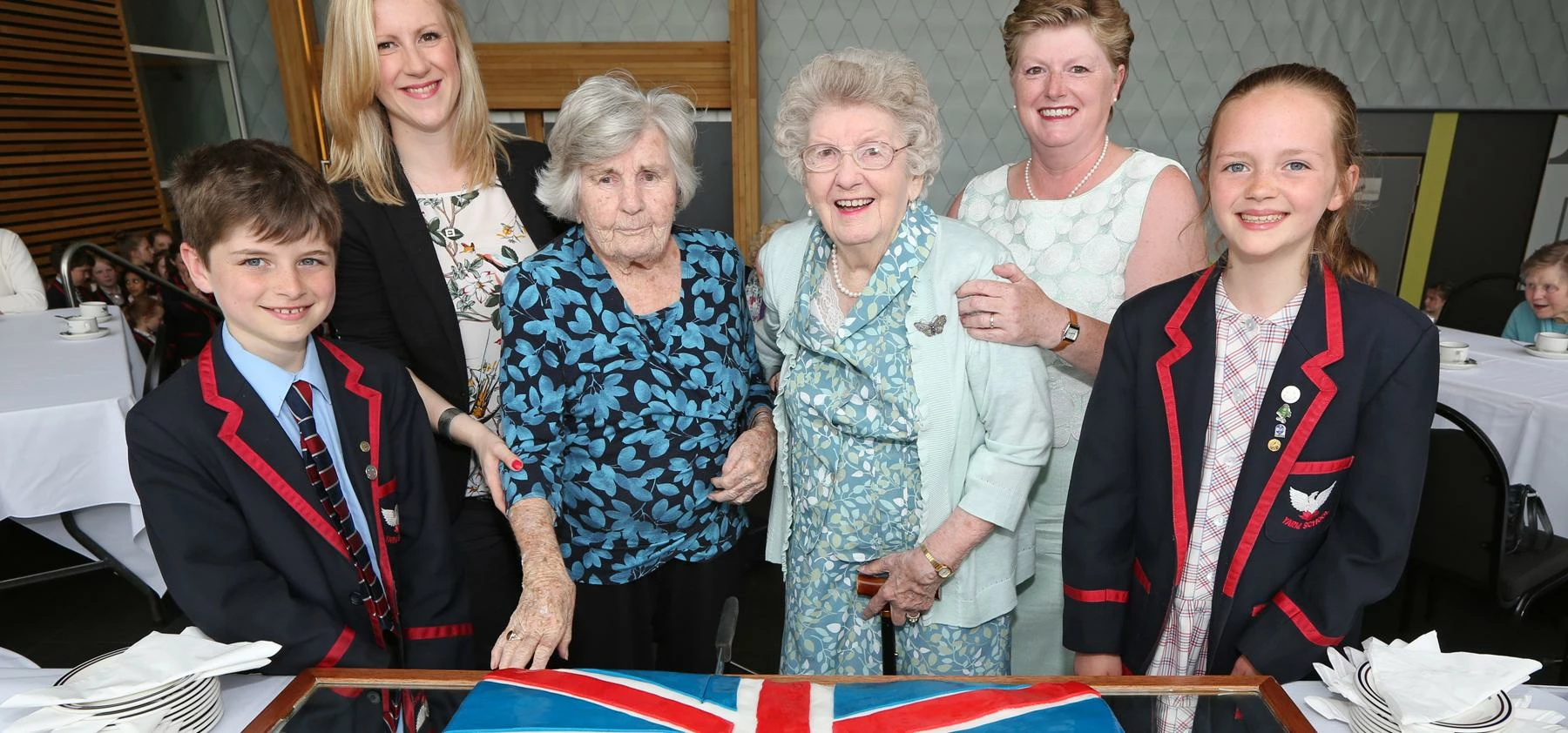 Yarm School Queen's 90th birthday party guests and pupils