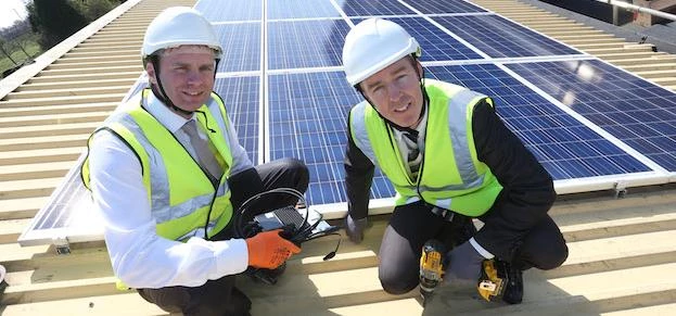 Head of Solar at British Gas, Chris Morrison, (left) with Jim Gillon, Energy Services at Gateshead C