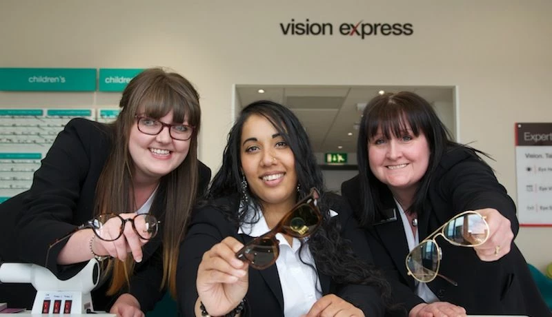 Samantha Brown, Michelle Debnath and Elizabeth Alderson from Vision Express' new Bishop Auckland sto