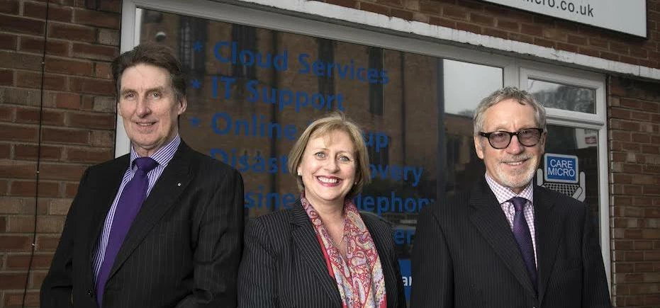 Care Micro Systems MD, Mike Shingler; head of York and North Yorkshire Chamber of Commerce, Susie Ca