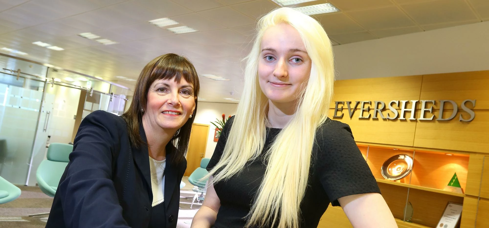 Gateshead College student Beth Quinn (right) and Shirley Wright, Partner and Head of the Eversheds N
