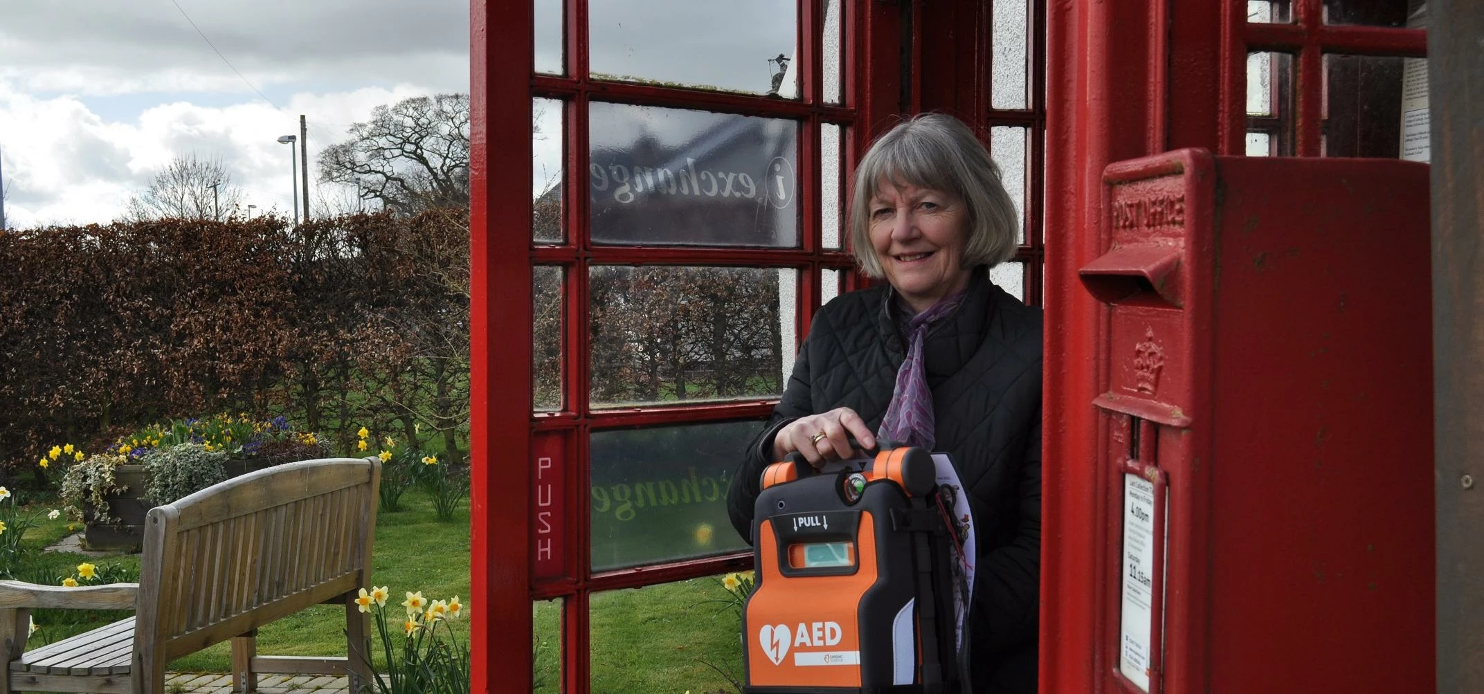 Sheila Campbell with one of four new defibs from Cardiac Science for her remote communities in the S