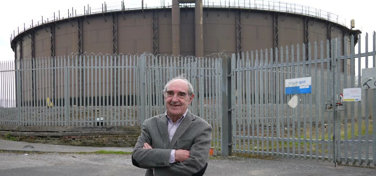 Cllr Cliff Hughes by the Lostock Hall gas works