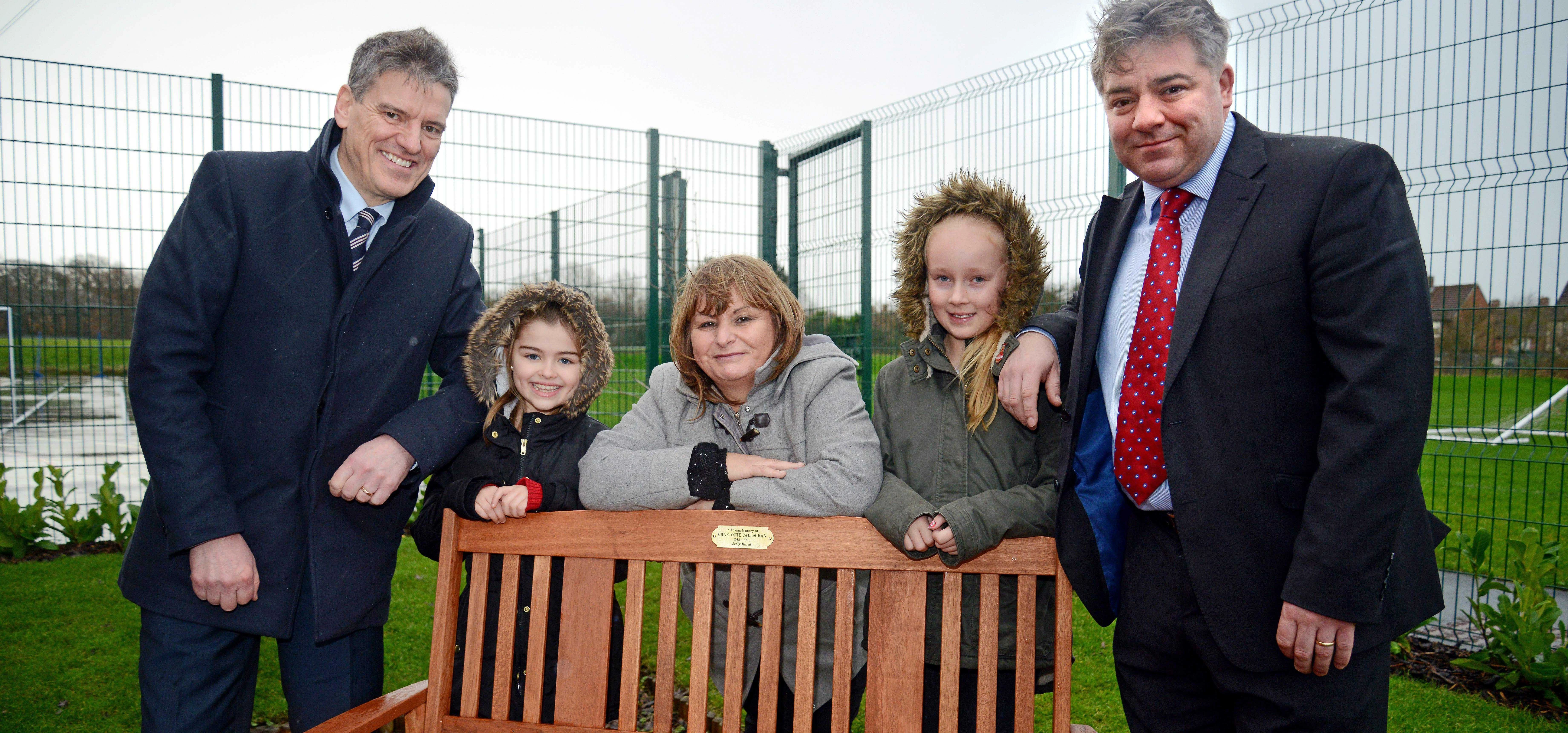 Image 1 – L to R: Ian Prescott (Keepmoat), Freya Gallagher (student), Susan Callaghan, Megan Bell (s