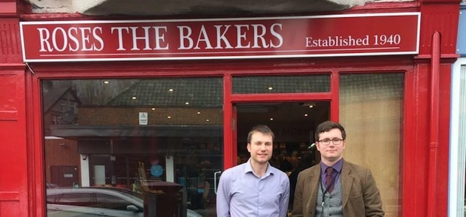 Mark Johnstone, general manager at Roses the Bakers with Tom Weightman of Wake Smith at Sheffield's