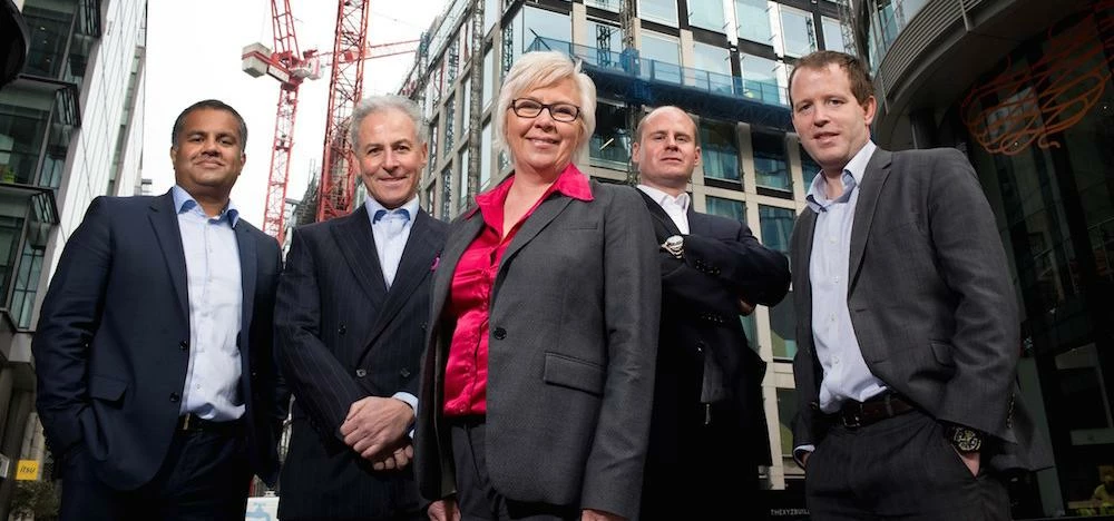 The new starters in Shoosmiths' Manchester-based real estate team, pictured with Vaqas Farooq (left)