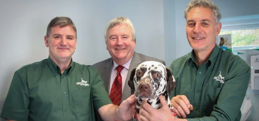 Birch Veterinary Centre partners Phil Shepherd and Archie Kendall with accountant Phil Bates