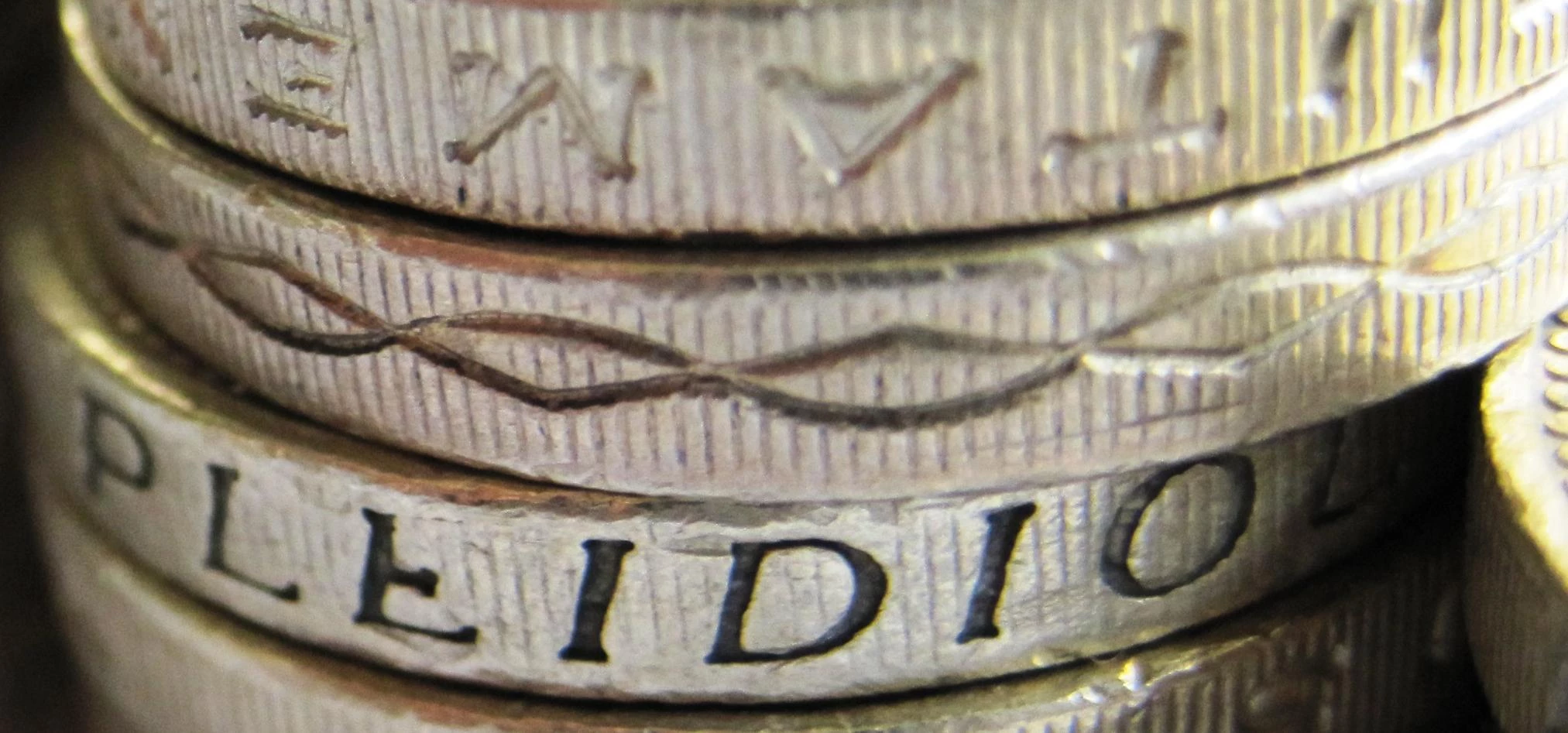 Close up of pound coins