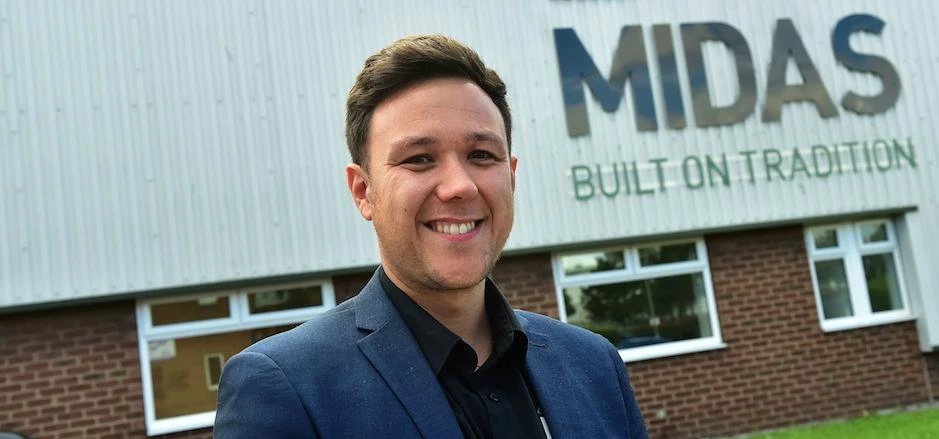 Midas managing director Martin Gilbey outside the cladding firm’s rebranded Middlesbrough headquar