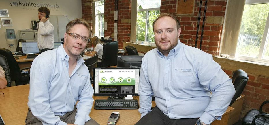 Yorkshire Payments Directors, Richard Farnhill and James Howard with the Craggs' website. 