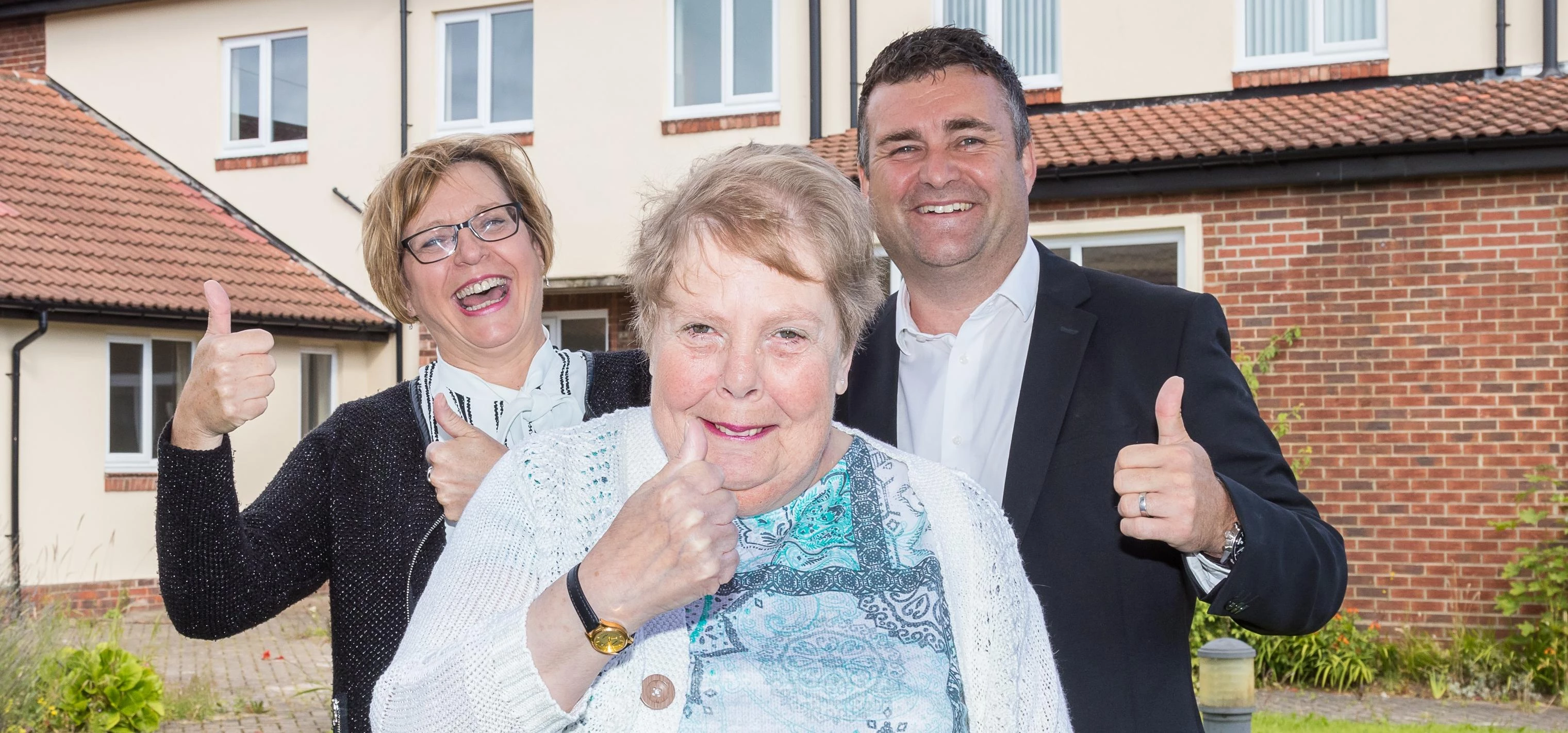 Thumbs up! Local resident Joan Smith (centre) with Mandy English-Jones and Keith McDougall.
