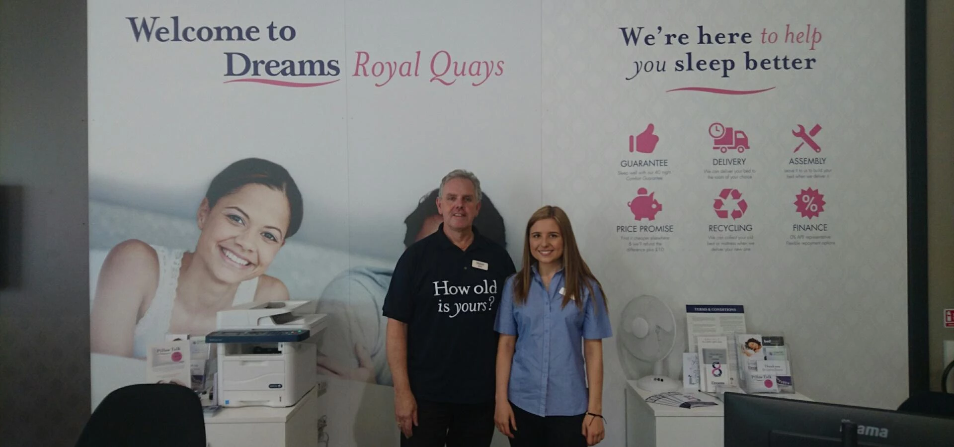 Dreams store manager, Brian Smith and customer advisor, Beth Quinn