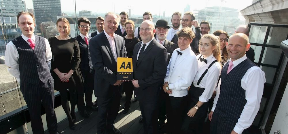 The Hotel Gotham team with the AA's Paul Hackett (centre right)