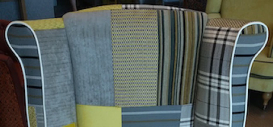 Patchwork chairs by Shackletons to reduce landfil.