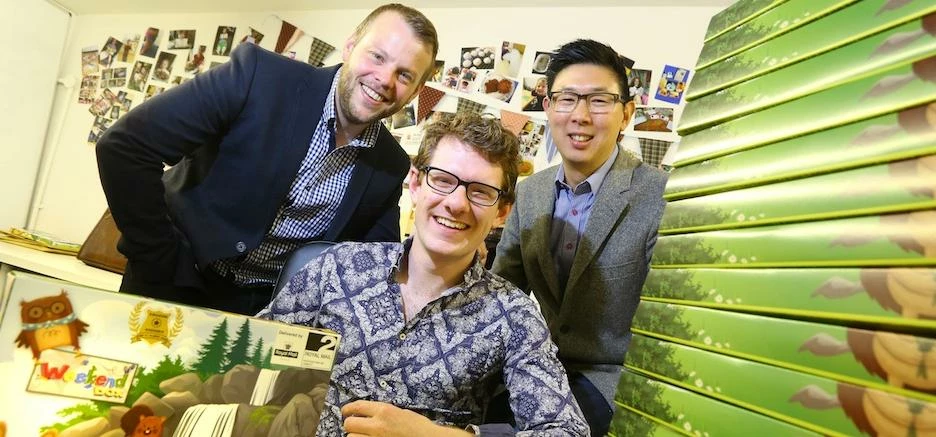 Richard Charnley (Northstar Ventures), Andy Stephenson (seated Weekend Box) and Mark Yeung (Weekend 