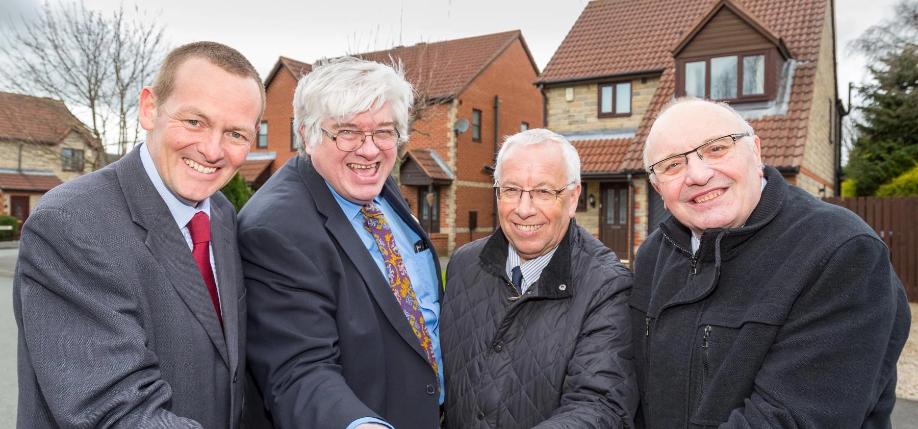 Richard Bass (left) Cllr. Alan Shield (second from right) and Cllr. David Bell (right), with Cllr. N