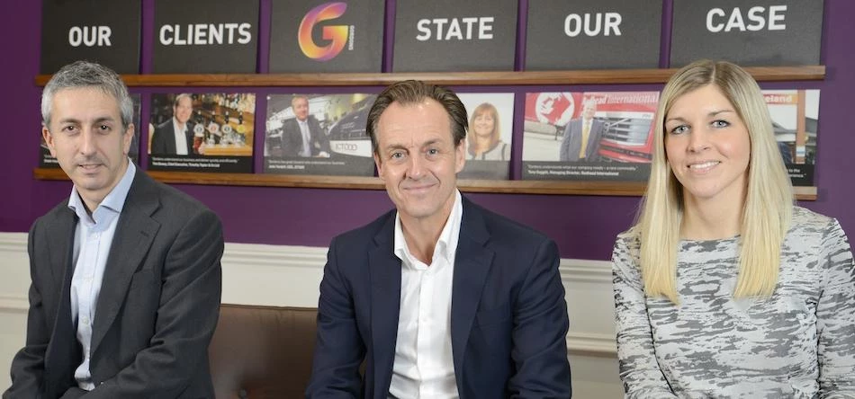 Gordons’ Jonathan Asquez (left) and Amanda Hughes with Arena Group managing director, Adrian Fitzpat