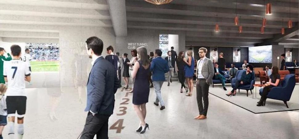 Tottenham Hotspur's glass tunnel, part of their glitzy hospitality line-up for their new stadium.