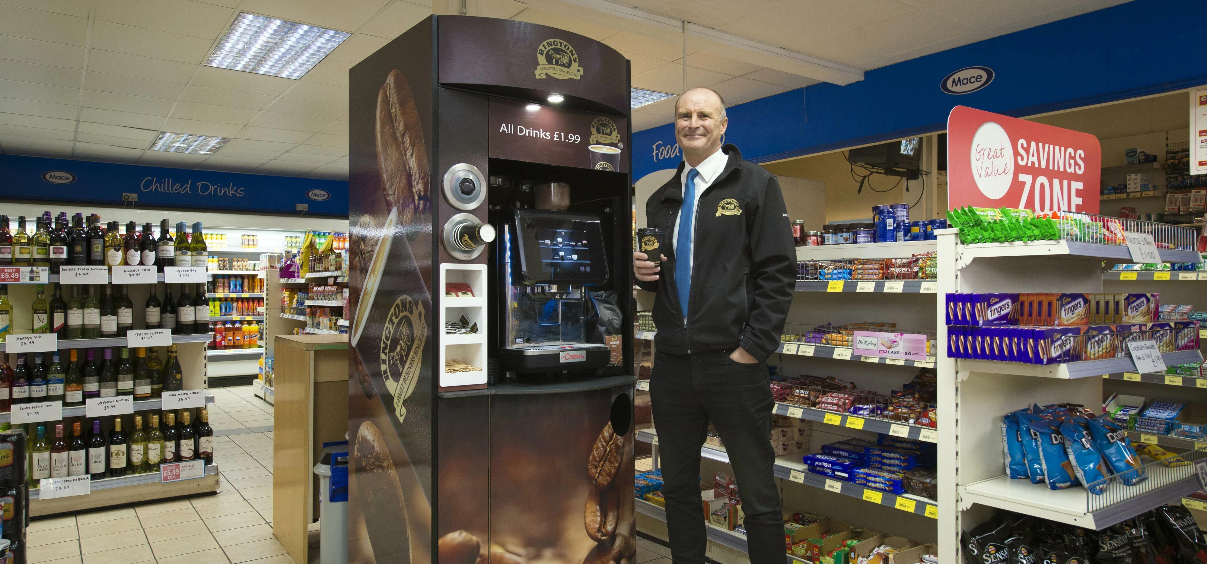 Paul Hodgson from Ringtons at the Purdy Lodge coffee tower