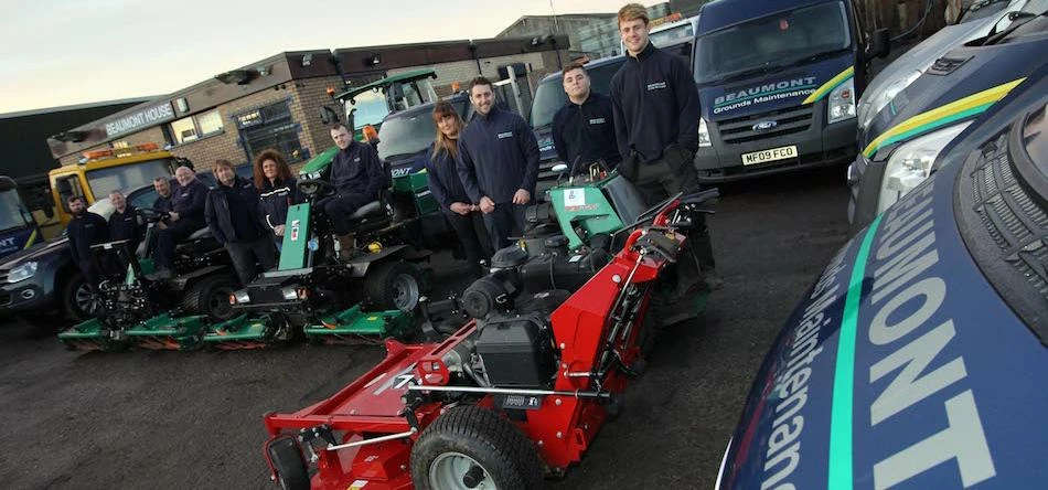 The Beaumont Grounds Maintenance team with some of their equipment at their site on Aycliffe Busines